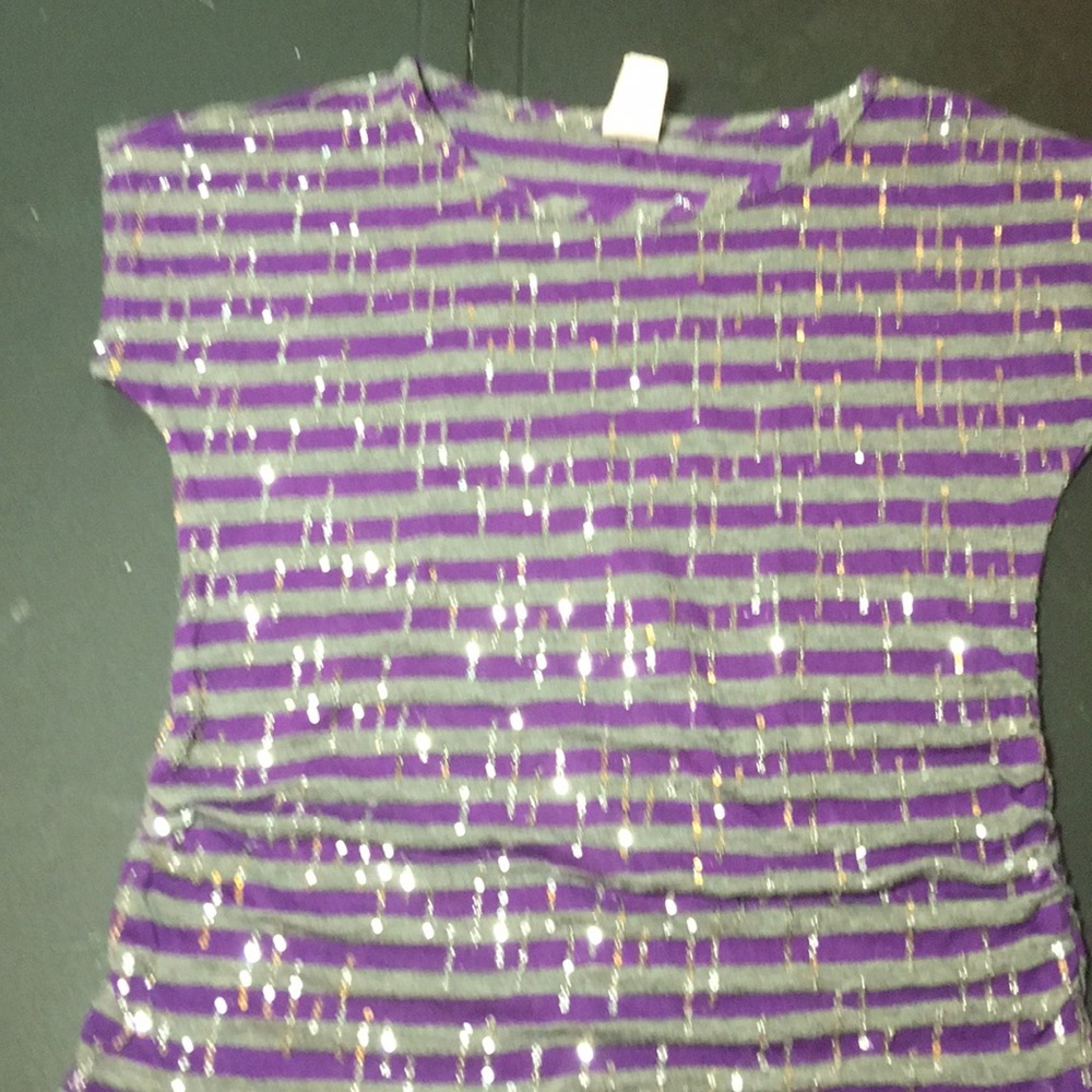 Purple and grey short sleeve tee with sequins